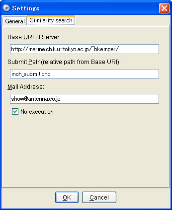 Similarity search settings tab